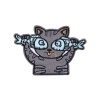 Picture of Fabric Iron On Patches Appliques (With Glue Back) Craft Gray Cat 7.3cm x 7.3cm, 5 PCs