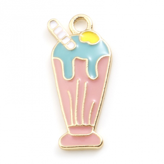 Picture of Zinc Based Alloy Charms Cup Gold Plated Light Pink Enamel 23mm x 11mm, 10 PCs
