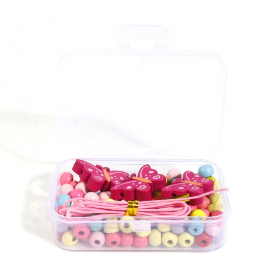 Bild von Holz Insekt DIY Kit Set Zufällig Mix Schmetterling Perlen 24mm x 15mm, 6mm D., 1 Box （ 154 Stück/Kasten)