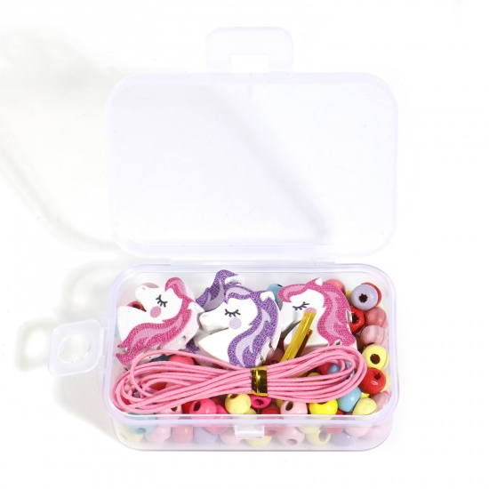 Picture of Wood DIY Beads Kit Set At Random Color Horse Animal 23mm x 20mm, 6mm Dia., 1 Box ( 154 PCs/Box)
