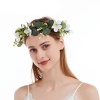 Image de Plastic & Velvet Wedding Headband Hair Hoop For Bride White & Green Artificial Flower Leaf 25cm Dia., 1 Piece