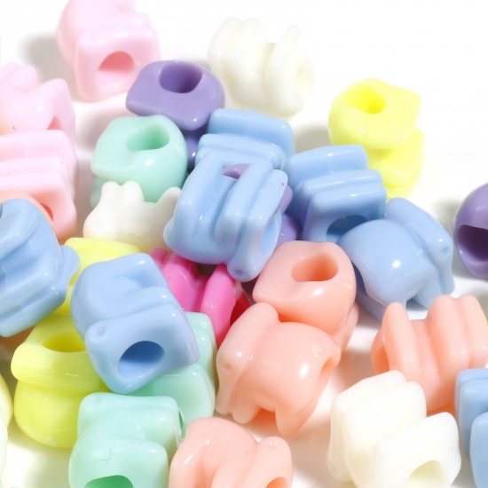 Picture of Acrylic Beads Elephant Animal At Random Color Opaque About 10mm x 9mm, Hole: Approx 4.1mm, 1 Packet (Approx 50 PCs/Packet)