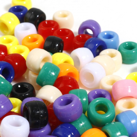 Image de Acrylic Hair Braiding Dreadlock Beads Drum At Random Color Opaque 9mm x 6mm, 500 PCs
