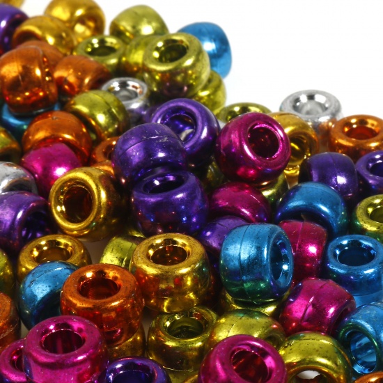 Image de Acrylic Hair Braiding Dreadlock Beads Drum At Random Color Plating 9mm x 6mm, 500 PCs
