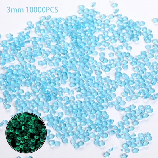 Immagine di Resina Decorazione per Unghie Tondo Lago Blu Baglie nel buio 3mm Dia, 1 Pacchetto ( 10000 Pz/Serie)