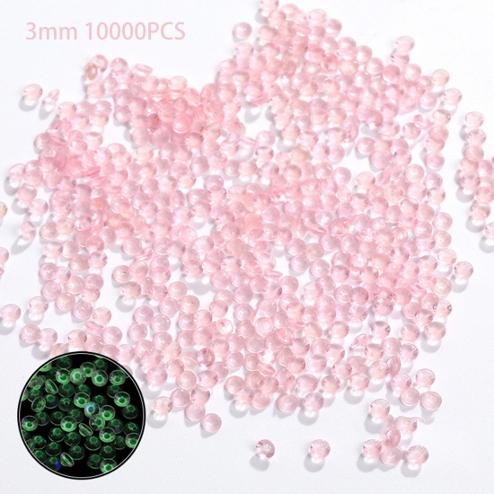 Immagine di Resina Decorazione per Unghie Tondo Rosa Baglie nel buio 3mm Dia, 1 Pacchetto ( 10000 Pz/Serie)