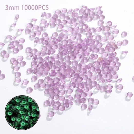 Immagine di Resina Decorazione per Unghie Tondo Colore Viola Baglie nel buio 3mm Dia, 1 Pacchetto ( 10000 Pz/Serie)