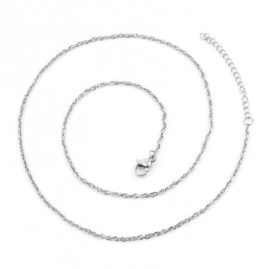 Bild von 304 Edelstahl Gedrehte Stabkette Halskette Silberfarbe 46cm lang, 1 Strang