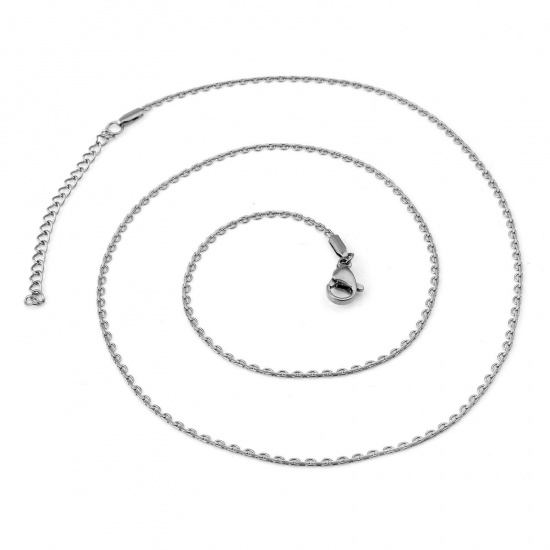 Bild von 304 Edelstahl Schmuckkette Kette Halskette Silberfarbe 47cm lang, 1 Strang