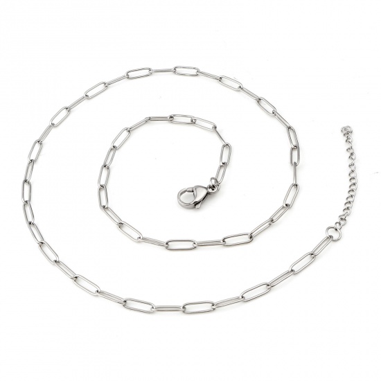 Bild von 304 Edelstahl Gliederkette Kette Halskette Silberfarbe 47cm lang, 1 Strang