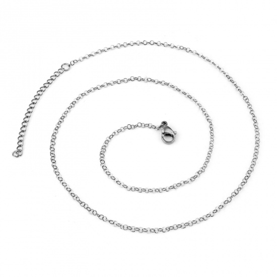 Bild von 304 Edelstahl Gliederkette Kette Halskette Silberfarbe 45cm lang, 1 Strang