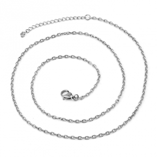 Bild von 304 Edelstahl Gliederkette Kette Halskette Silberfarbe 46.5cm lang, 1 Strang