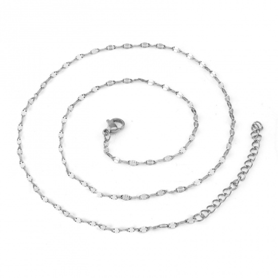 Bild von 304 Edelstahl Lippen geformte Kette Halskette Silberfarbe 46cm lang, 1 Strang