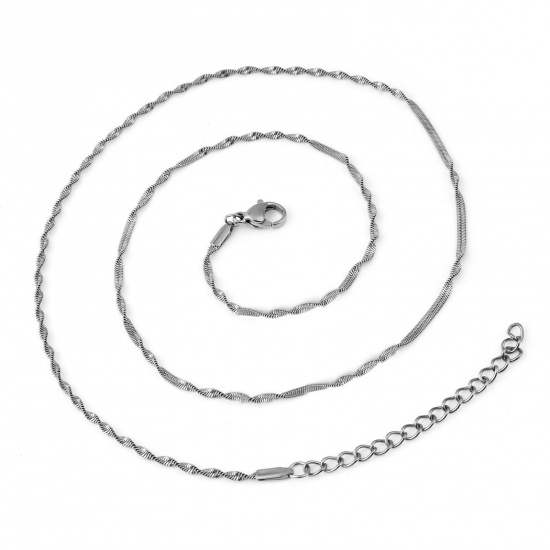 Picture of 304 Stainless Steel Wave Chain Necklace Silver Tone 47cm(18 4/8") long, 1 Piece