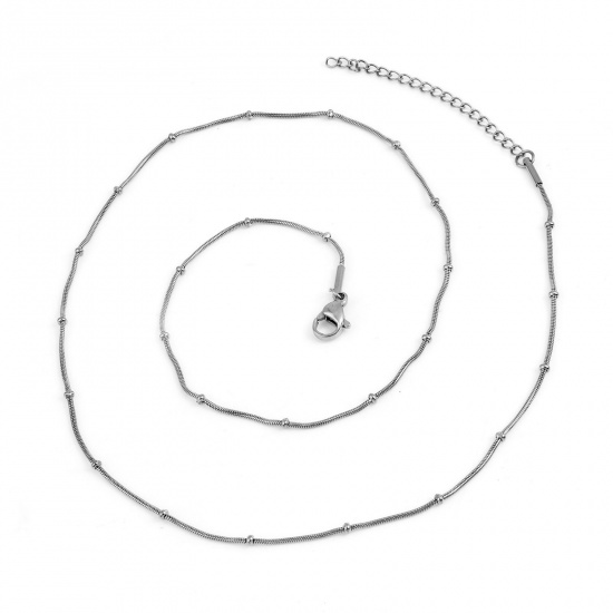 Picture of 304 Stainless Steel Snake Chain Necklace Silver Tone 47cm(18 4/8") long, 1 Piece