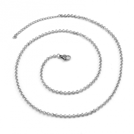 Picture of 304 Stainless Steel Rolo Chain Necklace Silver Tone 46.5cm(18 2/8") long, 1 Piece