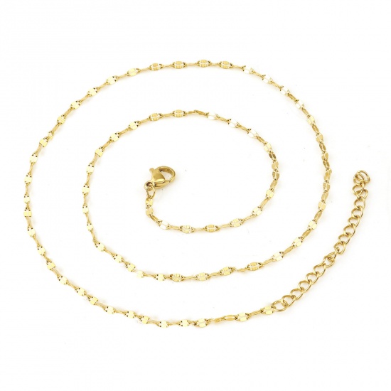 Immagine di 304 Acciaio Inossidabile Catena delle Labbra Collana Oro Placcato 46cm Lunghezza, 1 Pz