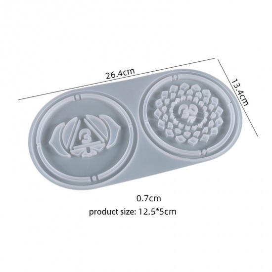 Picture of Silicone Resin Mold For Jewelry Making Yoga Healing Pendants Coaster White 26.4cm x 13.4cm, 1 Piece