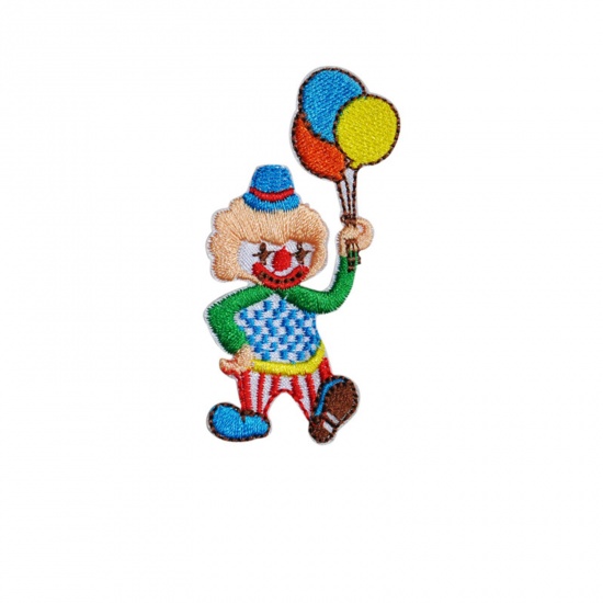Picture of Fabric Iron On Patches Kids Patch Appliques (With Glue Back) Craft Multicolor Clown Circus Troup 7cm x 3.5cm, 5 PCs