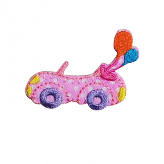 Picture of Fabric Iron On Patches Kids Patch Appliques (With Glue Back) Craft Multicolor Car Circus Troup 5cm x 4.5cm, 5 PCs