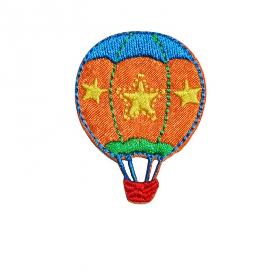 Picture of Fabric Iron On Patches Kids Patch Appliques (With Glue Back) Craft Multicolor Fire Balloon Circus Troup 4.5cm x 3.5cm, 5 PCs