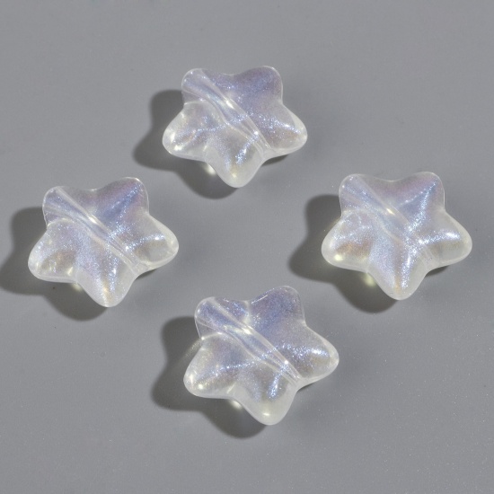 Picture of Acrylic Beads Pentagram Star Transparent Clear AB Rainbow Color About 20mm x 19mm, Hole: Approx 2mm, 50 PCs