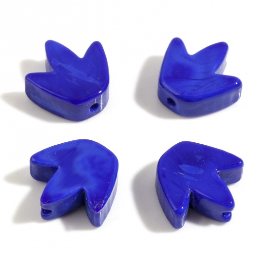 Picture of Lampwork Glass Flora Collection Beads Tulip Flower Blue Violet About 16mm x 16mm, Hole: Approx 1.6mm, 2 PCs