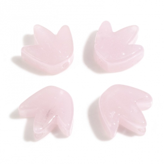 Bild von Lampwork Glass Flora Collection Beads Tulip Flower Pink About 16mm x 16mm, Hole: Approx 1.6mm, 2 PCs