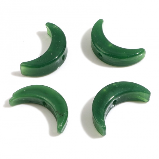 Picture of Lampwork Glass Flora Collection Beads Leaf Green About 25mm x 14mm, Hole: Approx 1mm, 2 PCs