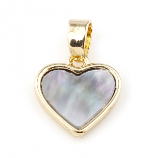 Picture of Shell & Copper Geometry Series Charms Gold Plated Black Heart 17mm x 12mm, 1 Piece