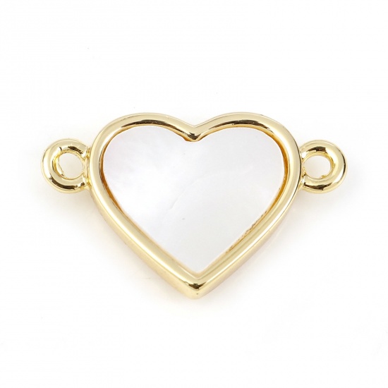 Picture of Shell & Copper Geometry Series Connectors Gold Plated White Heart 17mm x 11mm, 1 Piece
