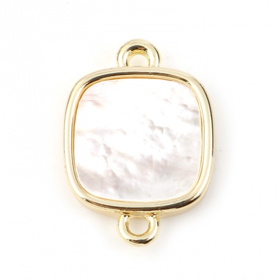 Picture of Shell & Copper Geometry Series Connectors Gold Plated White Square 15mm x 11mm, 1 Piece