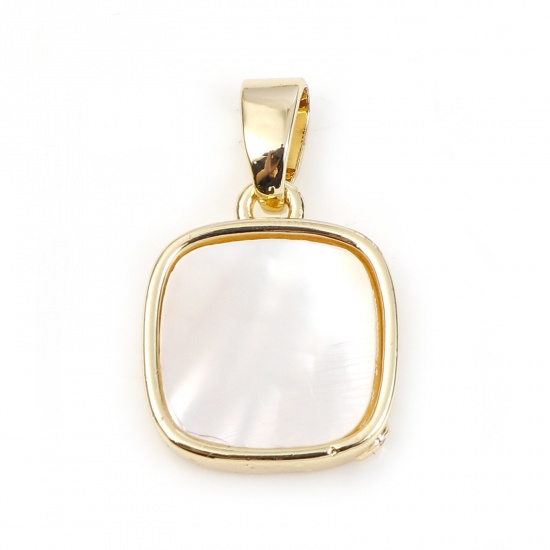 Picture of Shell & Copper Geometry Series Charms Gold Plated White Square 17mm x 11mm, 1 Piece