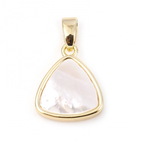 Picture of Shell & Copper Geometry Series Charms Gold Plated White Triangle 18mm x 12mm, 1 Piece