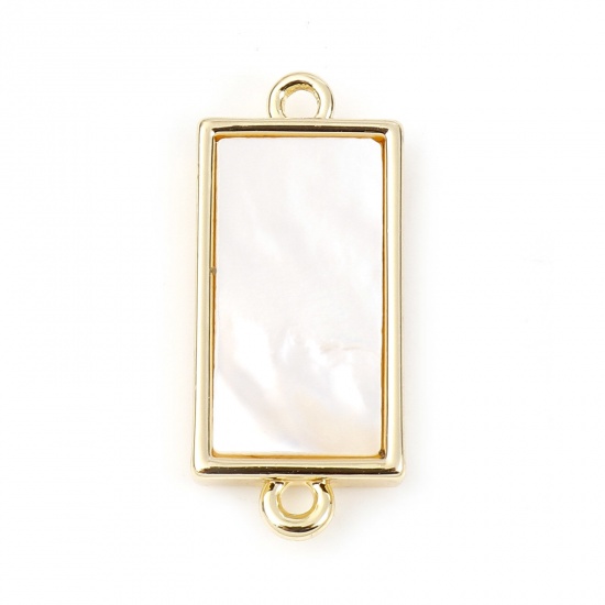Picture of Shell & Copper Geometry Series Connectors Gold Plated White Rectangle 21mm x 9mm, 1 Piece
