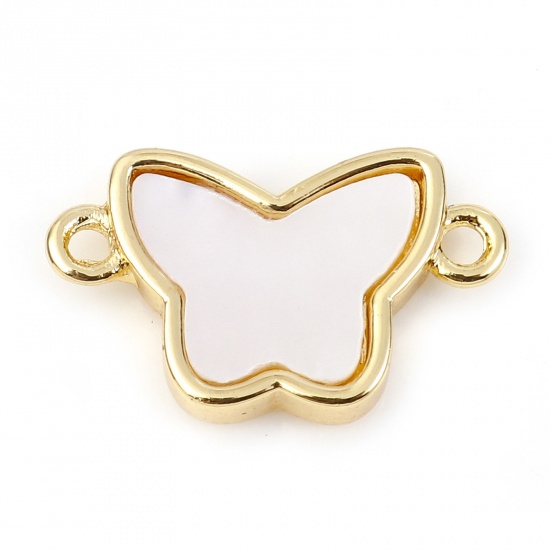 Picture of Shell & Copper Geometry Series Connectors Gold Plated White Butterfly Animal 16mm x 10mm, 1 Piece