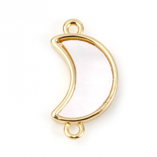 Picture of Shell & Copper Geometry Series Connectors Gold Plated White Half Moon 18mm x 10mm, 1 Piece