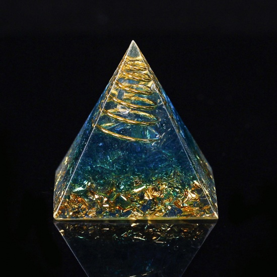 Image de Lampwork Glass ( Mix ) healing stone Travel Loose Ornaments Decorations Pyramid Blue No Hole About 3cm x 3cm, 1 Piece