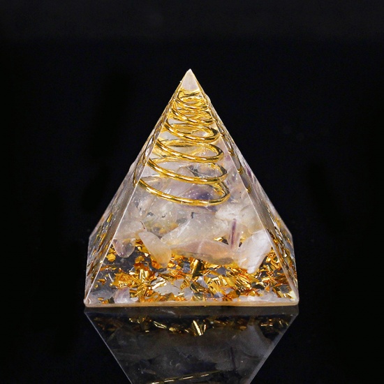 Image de Fluorite ( Mix ) healing stone Travel Loose Ornaments Decorations Pyramid White No Hole About 3cm x 3cm, 1 Piece