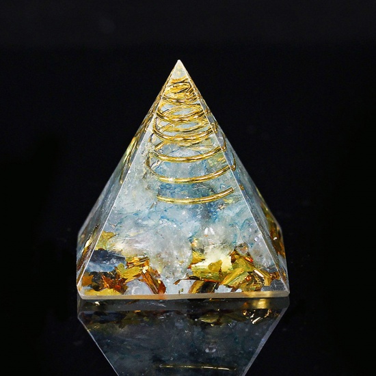 Image de Aquamarine ( Mix ) healing stone Travel Loose Ornaments Decorations Pyramid Light Blue No Hole About 3cm x 3cm, 1 Piece