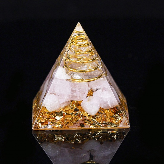 Picture of Stone ( Mix ) healing stone Travel Loose Ornaments Decorations Pyramid Mauve No Hole About 3cm x 3cm, 1 Piece