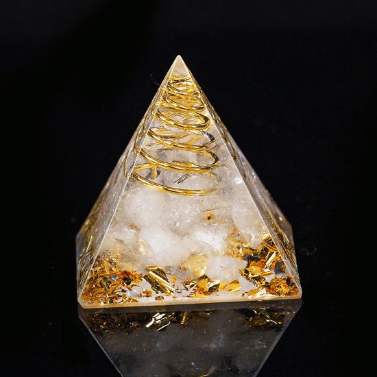 Image de Quartz Rock Crystal ( Mix ) healing stone Travel Loose Ornaments Decorations Pyramid White No Hole About 3cm x 3cm, 1 Piece
