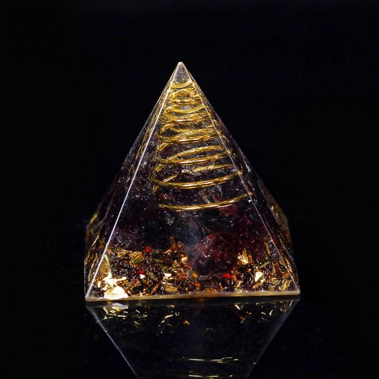 Picture of Garnet ( Mix ) healing stone Travel Loose Ornaments Decorations Pyramid Garnet-Red No Hole About 3cm x 3cm, 1 Piece