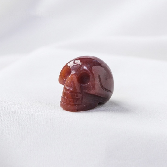 Picture of Red Jasper ( Natural ) healing stone Loose Ornaments Decorations Skull Red No Hole About 2.5cm x 1 Piece