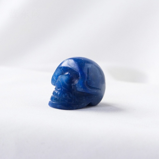 Picture of Dumortierite ( Natural ) healing stone Loose Ornaments Decorations Skull Blue No Hole About 2.5cm x 1 Piece