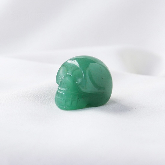Picture of Aventurine ( Natural ) healing stone Loose Ornaments Decorations Skull Green No Hole About 2.5cm x 1 Piece
