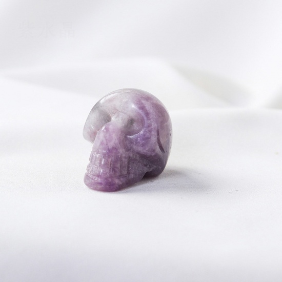 Picture of Amethyst ( Natural ) healing stone Loose Ornaments Decorations Skull Purple No Hole About 2.5cm x 1 Piece