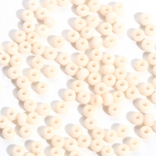 Glass Seed Beads Cylinder Milk White Frosted Opaque 3mm x 2mm, Hole: Approx 0.8mm, 100 Grams の画像