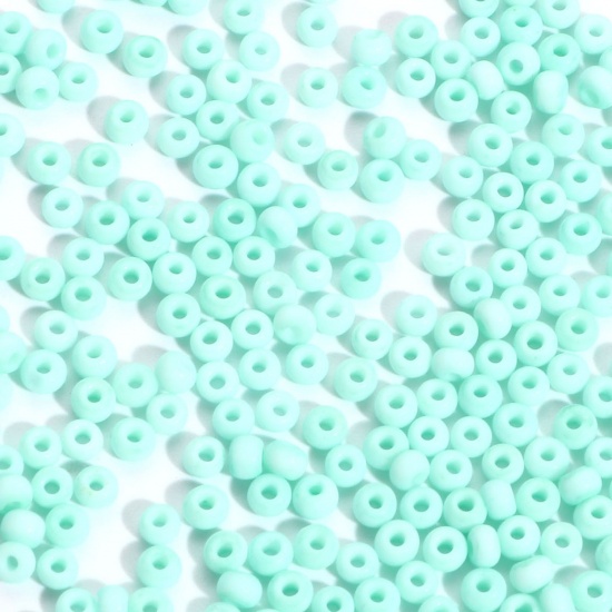 Glass Seed Beads Cylinder Mint Green Frosted Opaque 3mm x 2mm, Hole: Approx 0.8mm, 100 Grams の画像