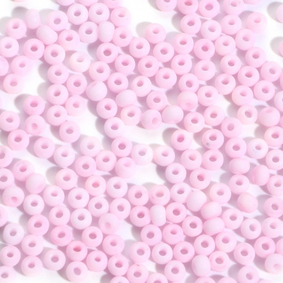 Glass Seed Beads Cylinder Light Pink Frosted Opaque 3mm x 2mm, Hole: Approx 0.8mm, 100 Grams の画像